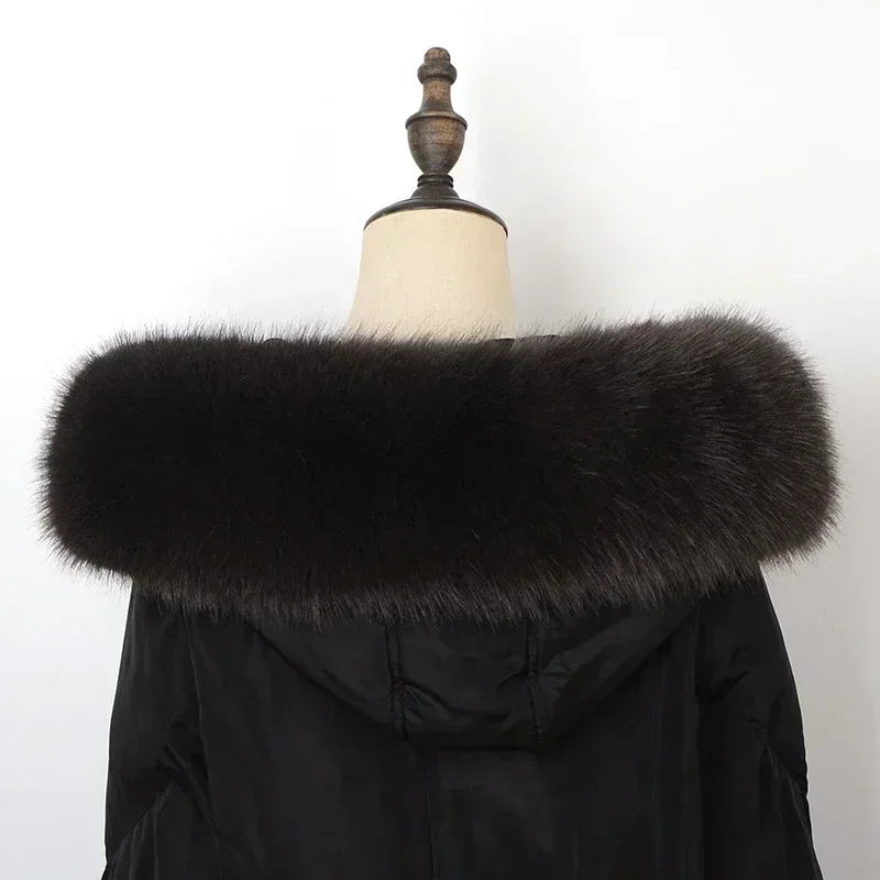 Soft Scarf Winter Faux Fox Fur Collar Furry Warm Thicken Parka Coat Hood Decor Fake Fur Shawl Scarves