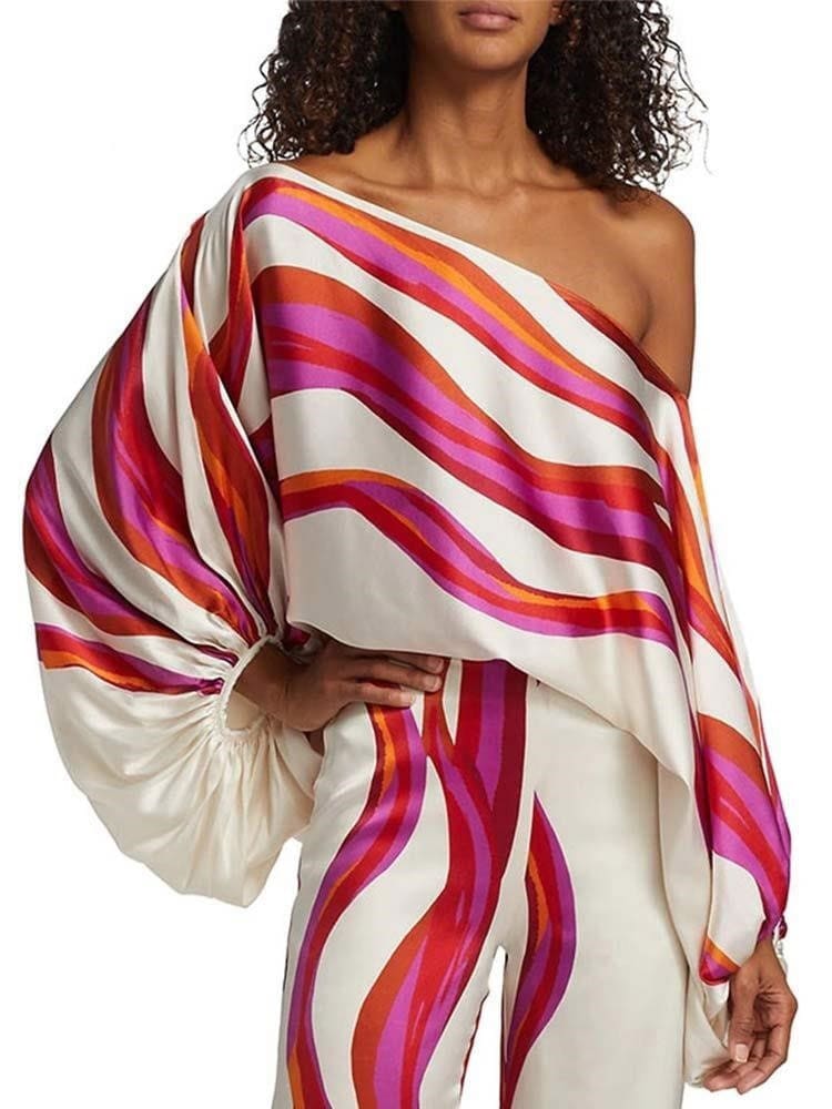 Abstract Waves Two-piece Set - Fuschia