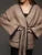 Knit Contrast Cardigan Sweater for Lace-up Pocket Long Sleeve Patchwork Loose Coat Autumn Knitwear ’s Outwear