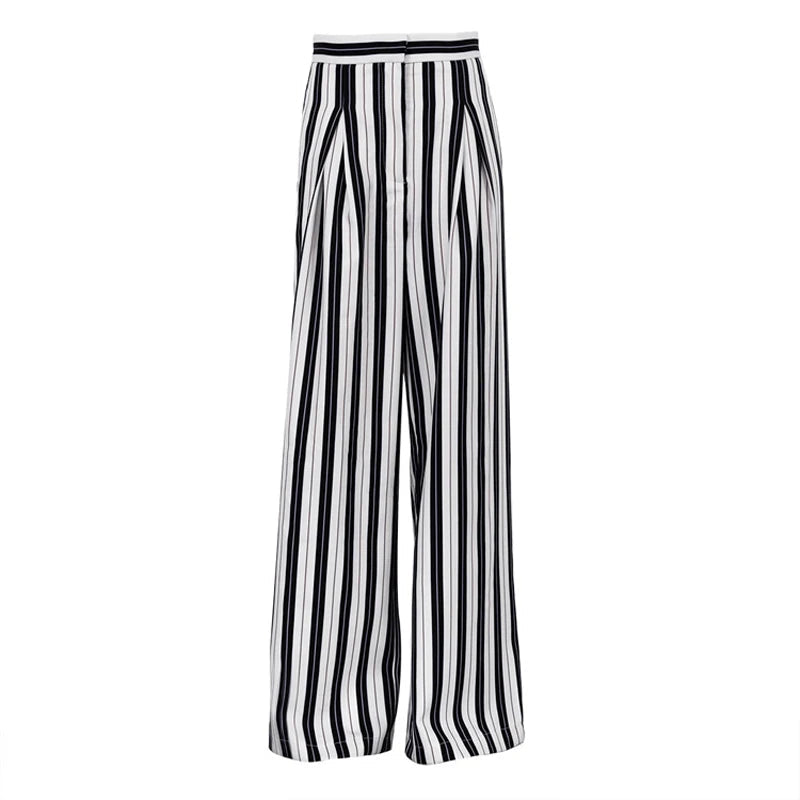 High Waist Zebra Printed Pants Loose Patchwork Wide Leg Trousers Contrast Pocket Flared Trousers