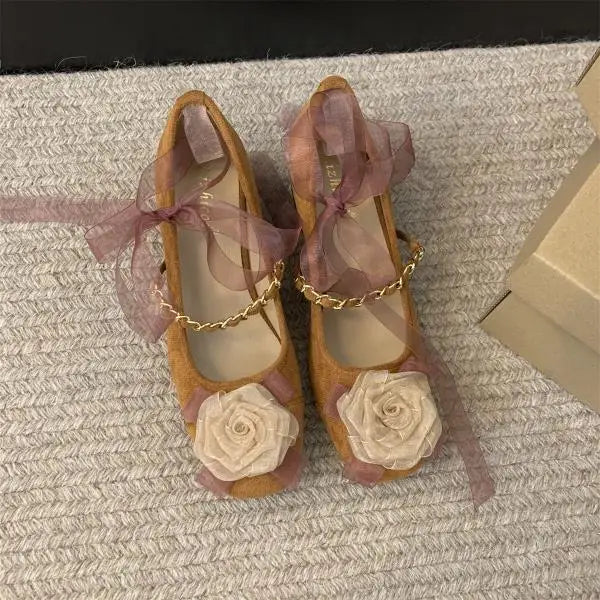 Shoes Woman Flats Modis Dress Summer on Heels New Spring Mary Janes Flower Summer Shoes Heels