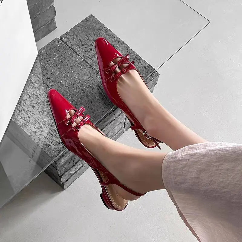 Designer Summer Cover Toe Sandals Butterflyknot Dress Shoes Low Heel Stripper Party Sandalias
