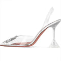 Designer Crystal Diamond Pvc Transparent High Heels Pointed Toe Pumps Banquet Prom Dress Shoes