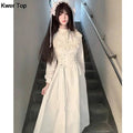 Princess Laceup Midi Dresses Autumn New Party Dress Long Sleeve Oneck High Waist Y2k Gothic Vestidos Mujer