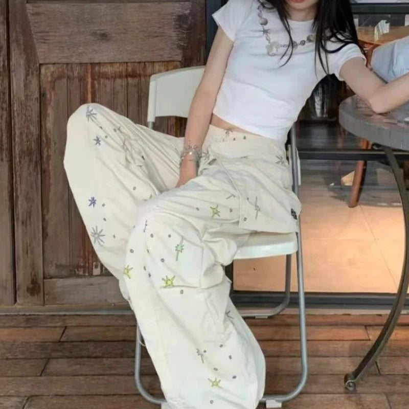 Y2k Baggy Cargo Pants American High Waist Trousers Korean Harajuku Wide Leg Pants New