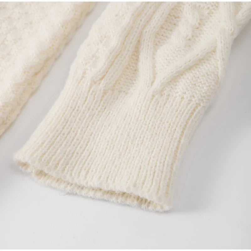 Thick Twisted Sweater Autumn Long Sleeve O-neck Female Knitted Pullover Loose Lady Kintwear Tops