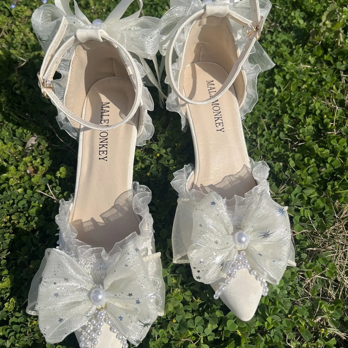 Party Shoes for Designer Shoes Sandals Bridal Shoes Lolita Heel With Pointed Head Shoes White