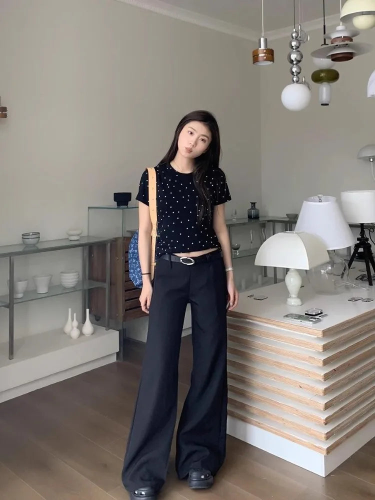 Y2k Wide Leg Pants American Retro Female Grunge Loose Trousers Summer