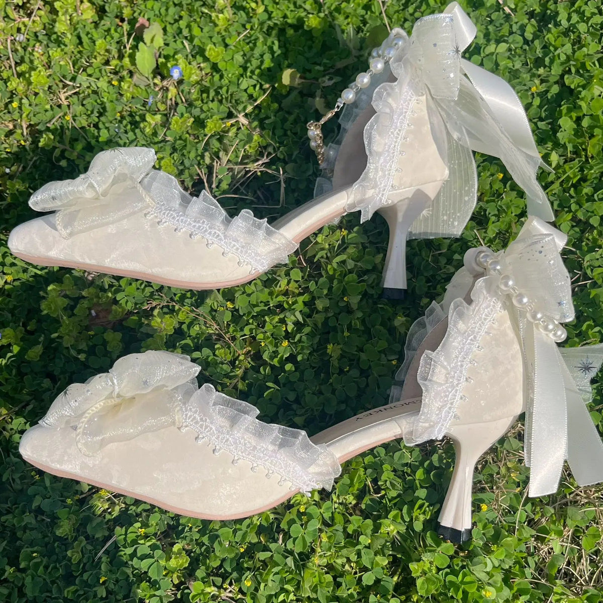 Party Shoes for Designer Shoes Sandals Bridal Shoes Lolita Heel With Pointed Head Shoes White