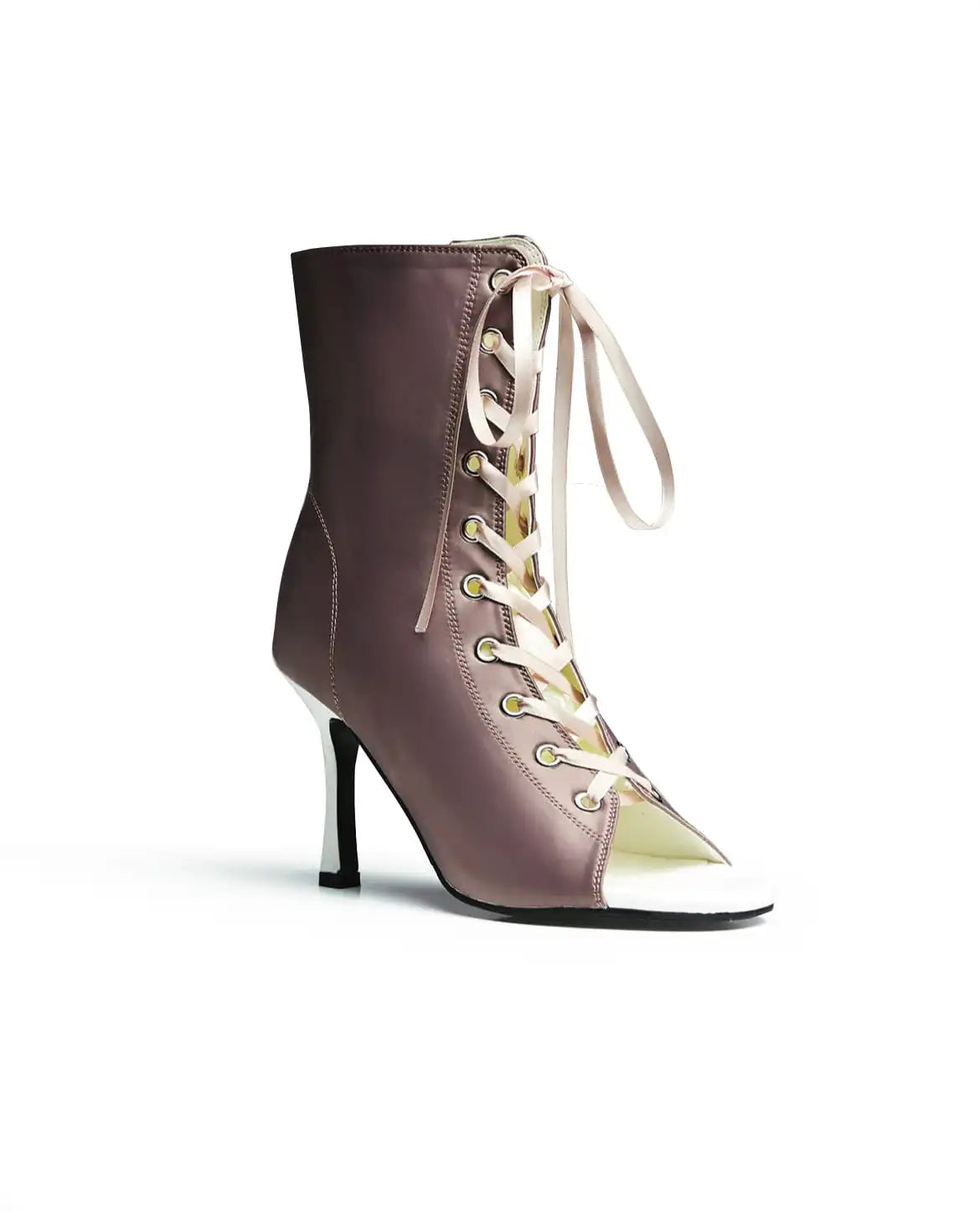 Satin Purple Fish Mouth Shoes Jazz Dance High Heels Dance Shoes Dancing Short Boots Jazz Dance Shoes Sandals