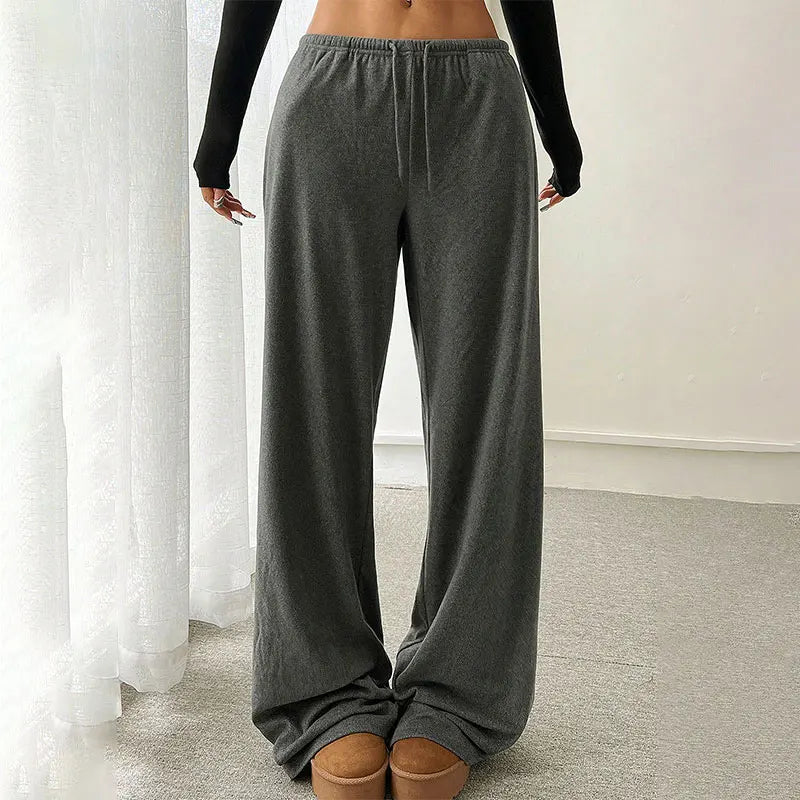 Trousers Autumn New Basic Straight Slim Pants Lady Simple Versatile Knitted Trousers