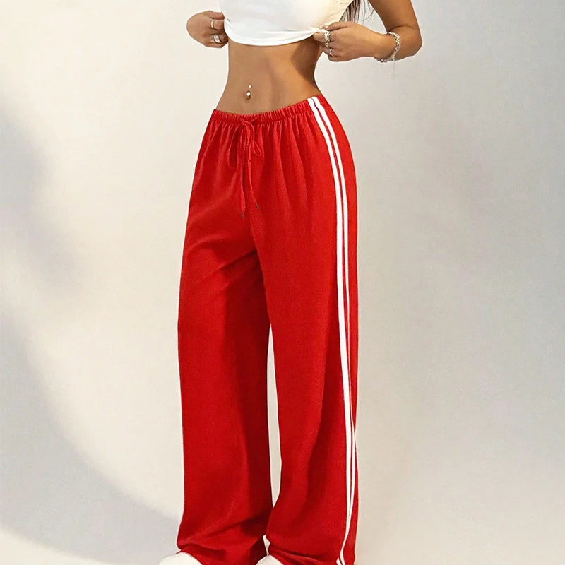 New Striped Pants Summer Basic Straight Slim Trousers Female Simple Versatile Pants