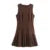 Pleated Mini Dress Brown O-neck Sleeveless a Line High Waist Party Dresses New Zipper Robes