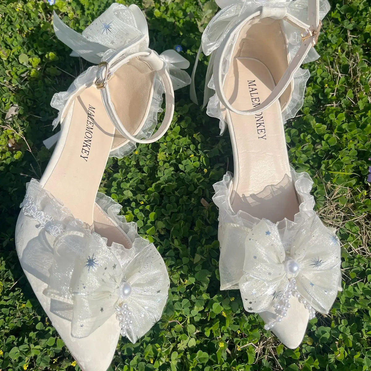 Party Shoes for Designer Shoes Sandals Bridal Shoes Lolita Heel With Pointed Head Shoes White