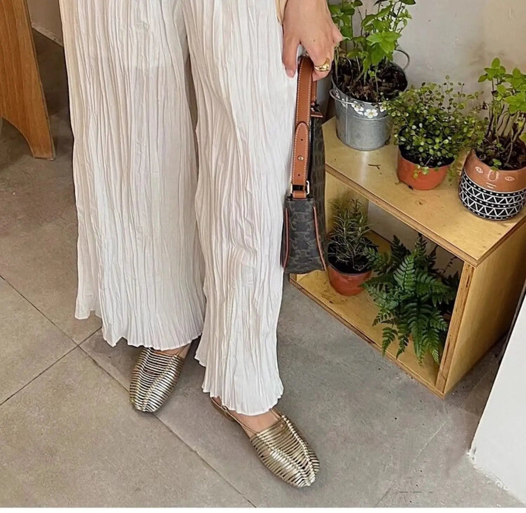 Woven Hollow Strap Sandals Roman Sandals Summer Flat Toe Comfortable Woven Sandals Holiday Party Shoes