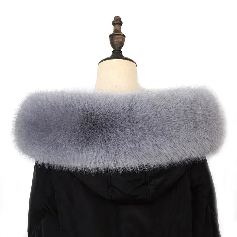 Soft Scarf Winter Faux Fox Fur Collar Furry Warm Thicken Parka Coat Hood Decor Fake Fur Shawl Scarves