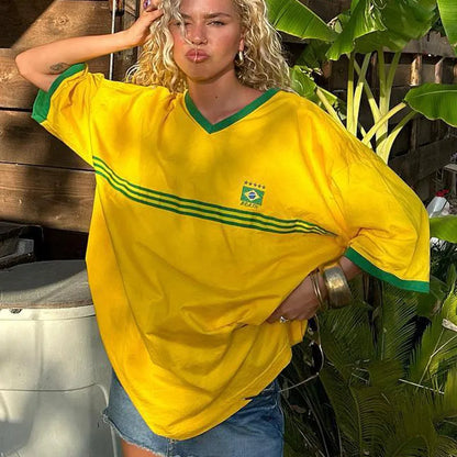 Hip Hop Europe and the United States Spring and Summer ’s Round Neck Letter Print Loose Short-sleeved T-shirt