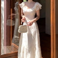 Summer French Midi Dress Ruffles Slim Party Dress Holiday Beach Korean Vestidos