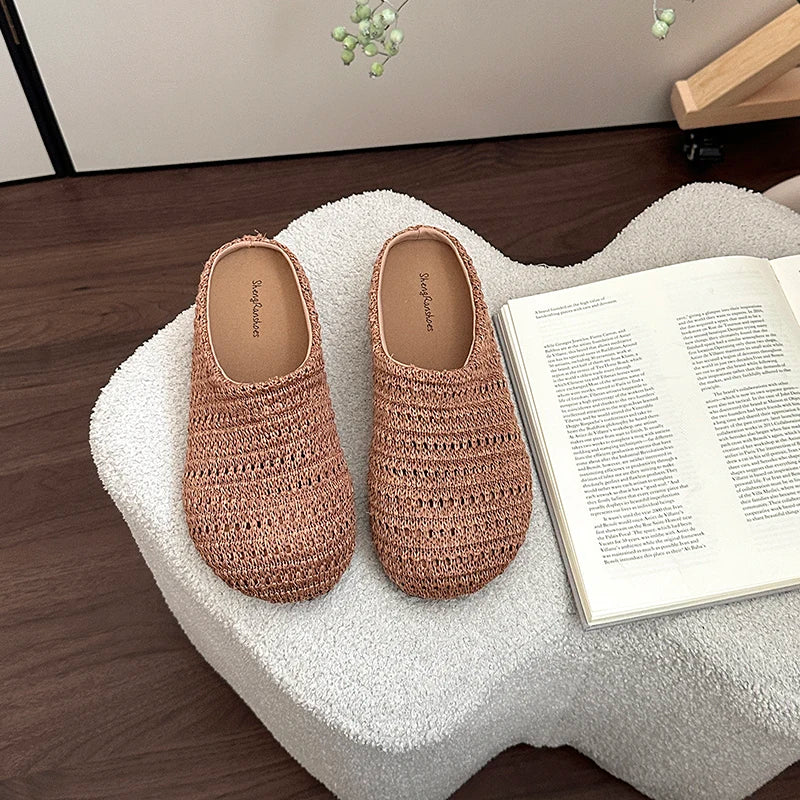 Summer Breathable Hollow Out Mules Slippers Slip on Singbacks Shoes Dress Slides