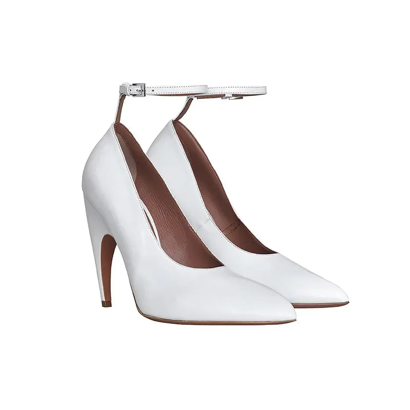European and American Metal Buckle Slim High Heel Muller Fish Mouth Sandals Pointed Nightclub Runway Shoes