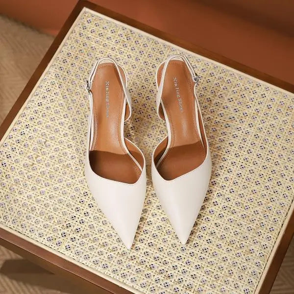 Comfort Shoes for Closed Toe Sandals Allmatch High Heels Suit Female Beige Summer Highheeled Pointed