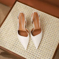 Comfort Shoes for Closed Toe Sandals Allmatch High Heels Suit Female Beige Summer Highheeled Pointed