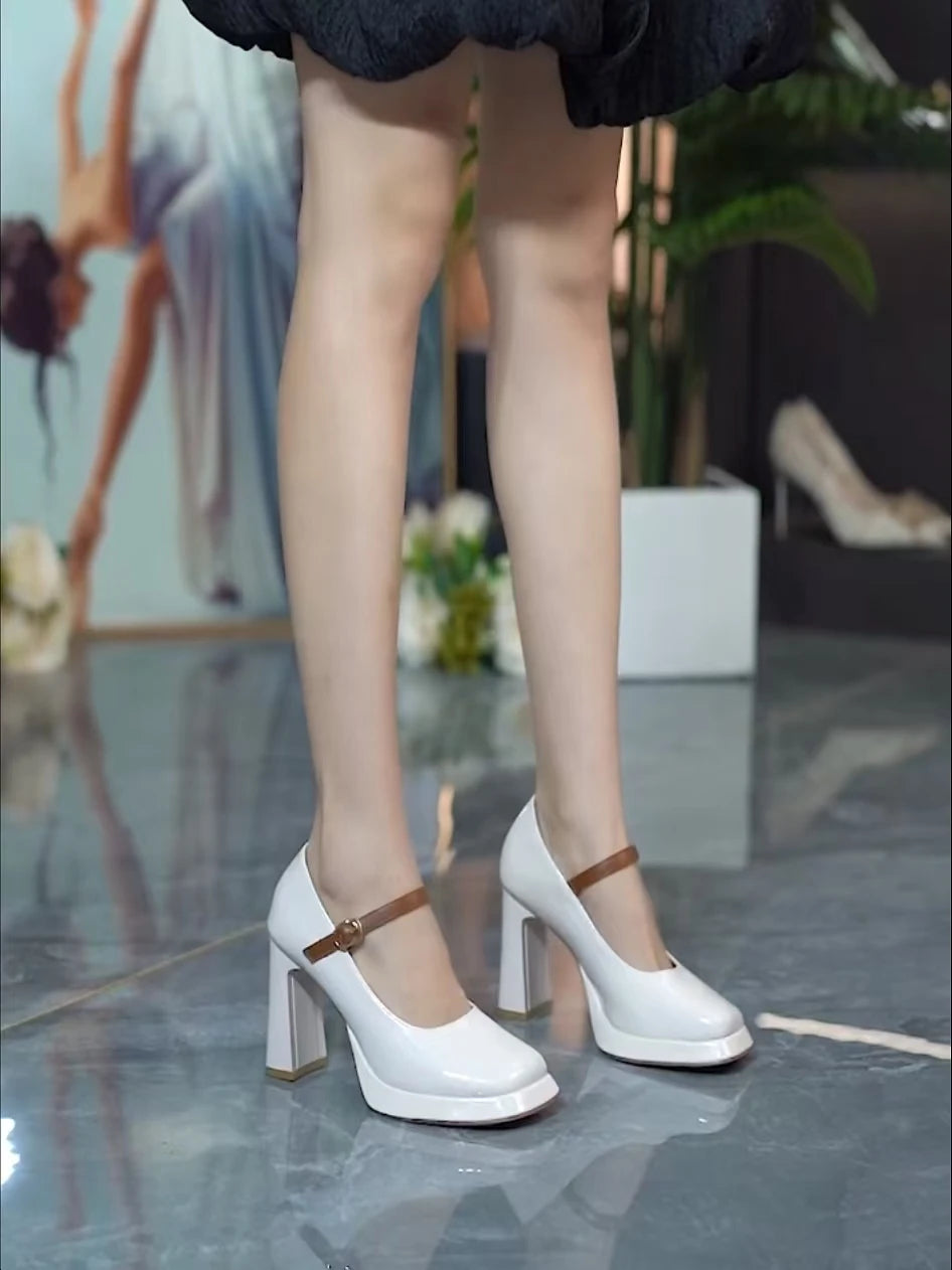 Shoes Spring Pumps Latest Mary Jane Basketball Platform Chunky Sandals Heels Footwear New Lolita Thick Block C