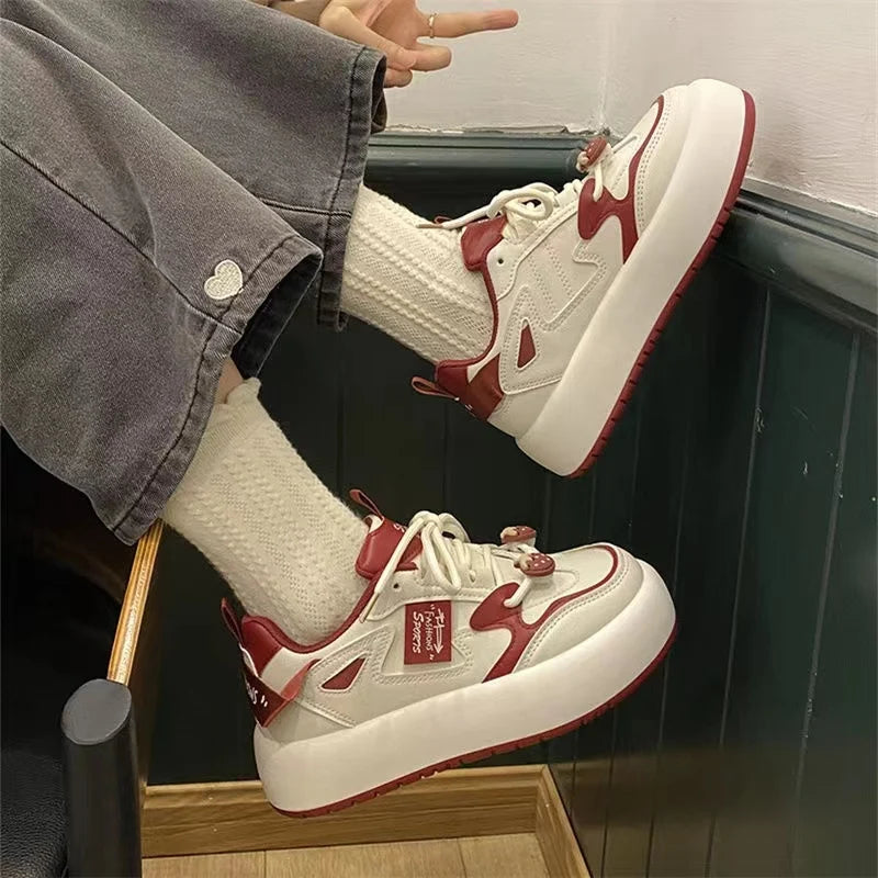 Strawberry Kawaii Shoes Sports Platform Sneakers Vulcanize Autumn Winter Flats Lolita Korean Tennis Female