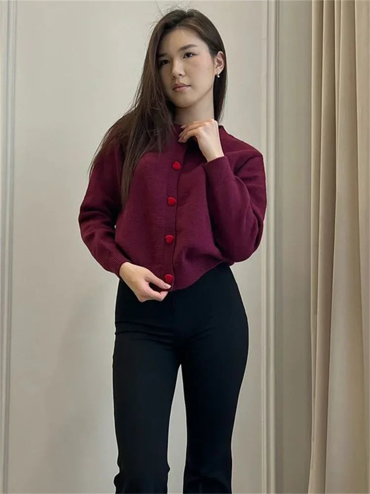 Knit Sweater Cardigan Coat for Long Sleeve Patchwork Ribbed Loose Cropped Top Female Knitwear Outwear Jumpers