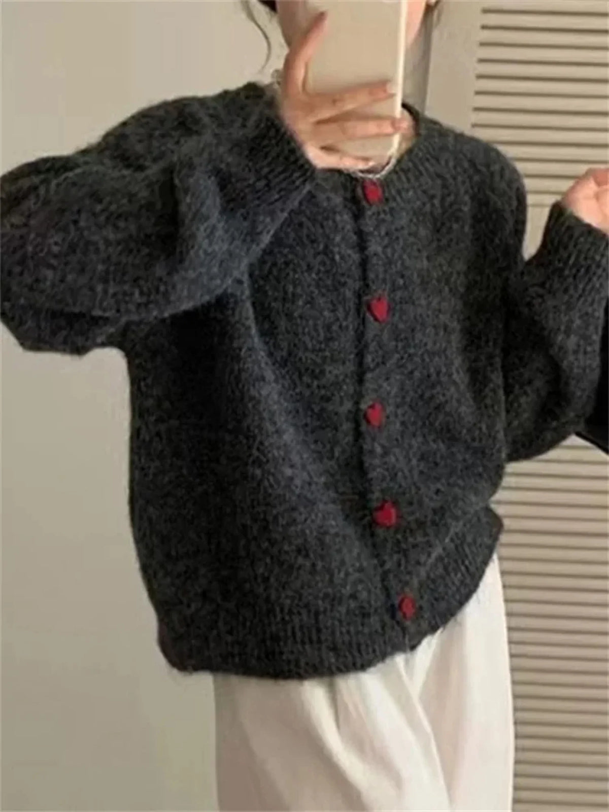 Knit Sweater Cardigan Coat for Long Sleeve Patchwork Ribbed Loose Cropped Top Female Knitwear Outwear Jumpers