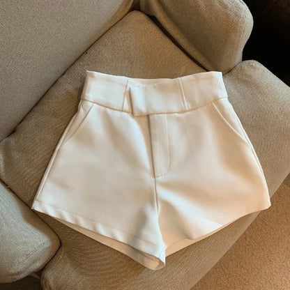 Y2k Black Shorts High Waist White a Line Wide Leg Suit Short Club Slim Hot Short Pants New