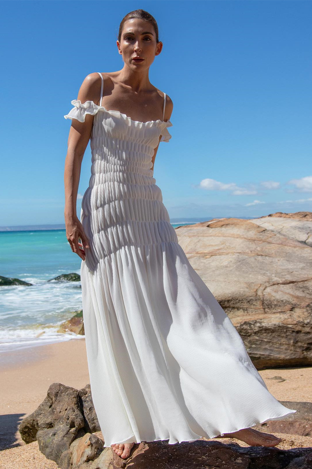 Lindsay Off Shoulder Ruffle Maxi Dress