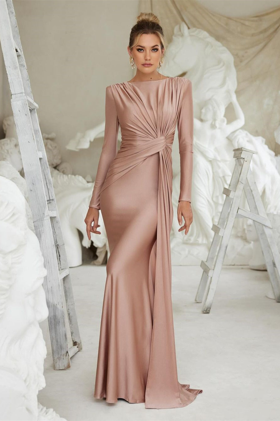 Amanda Long Sleeve Twist Front Maxi Dress