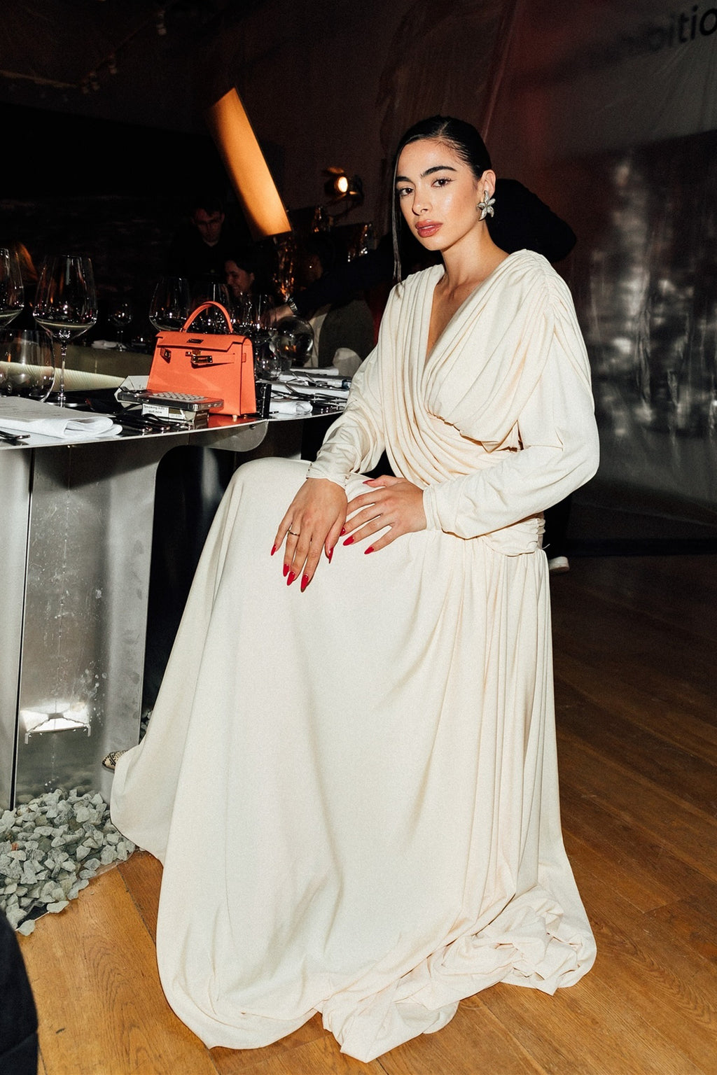 Venus Cross Draped Backless Maxi Dress