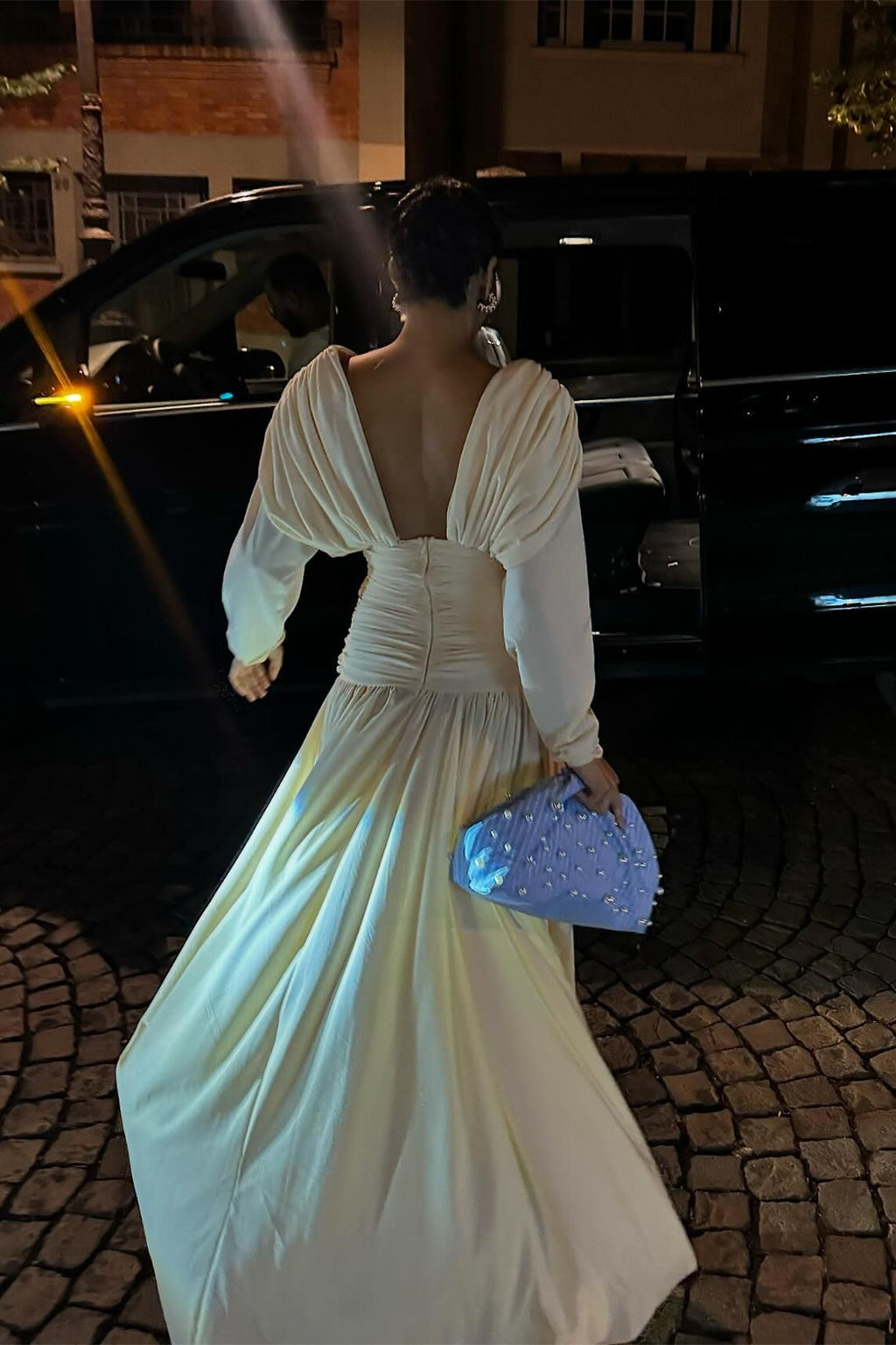 Venus Cross Draped Backless Maxi Dress