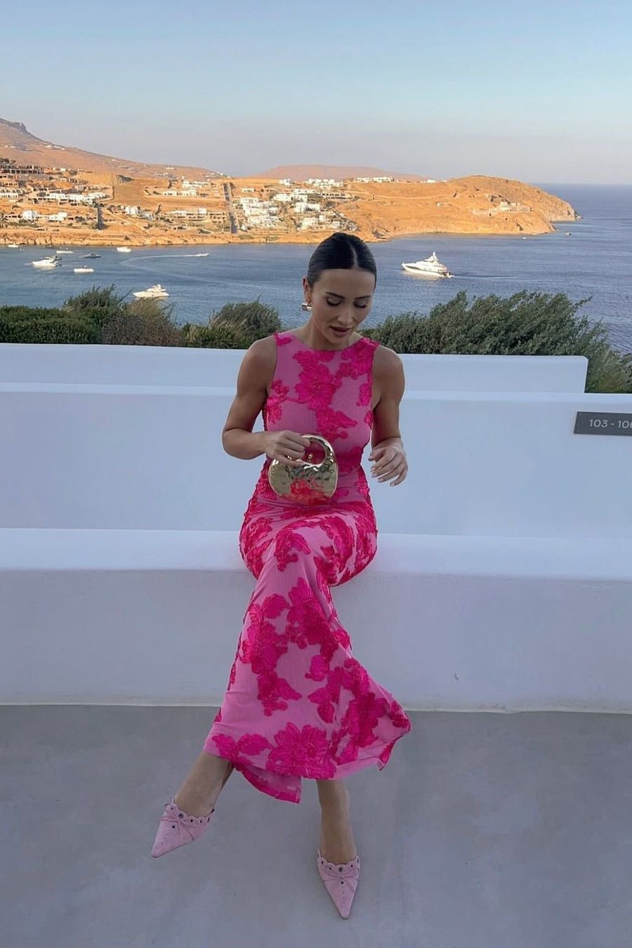 Barbara Appliqué Mesh Maxi Dress