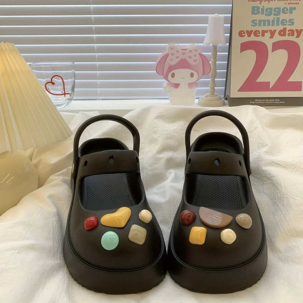 Platform Kawaii Slides Shoes White Summer Slippers and Sandals on Beach Thick Normal Top Designs Vip 39