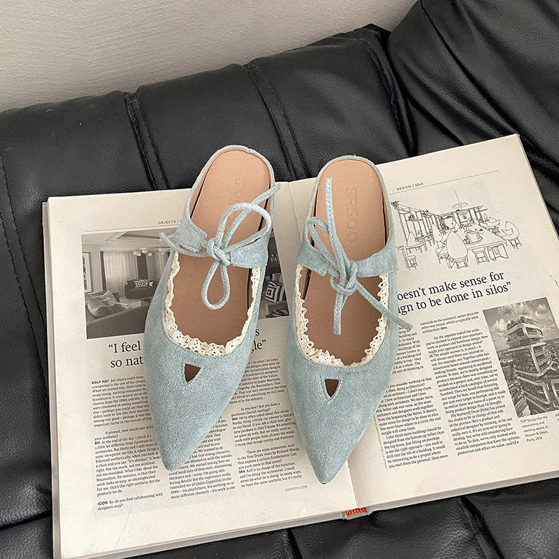 Designer Summer Pointed Toe Mules Slippers Dress Street Style Slip on Shoes