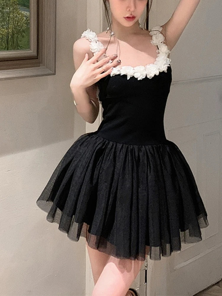 Summer Bandage Sweet Dress Backless Kawaii Y2k Mini Dress Female Causal Korean Strap Party Dress