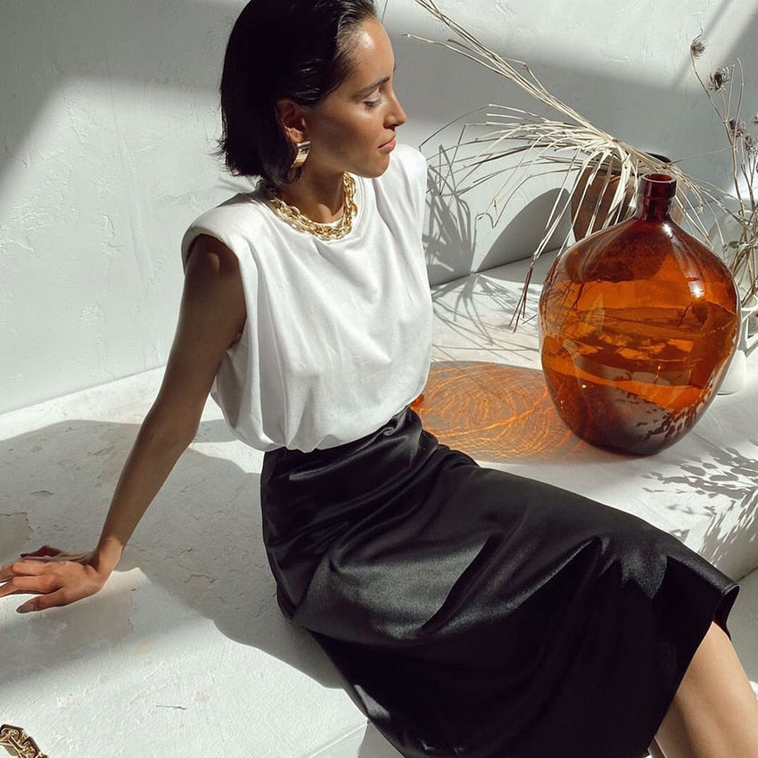 Satin Midi Skirt