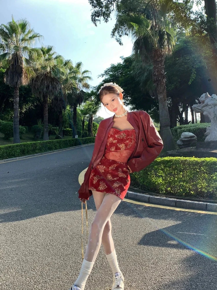 Print Mini Dress Patchwork Transparent Mesh Sheath Strapless Dress Red Party Club Birthday Dress New