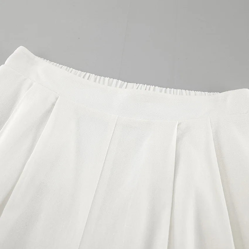 White Simple Wide Leg Pants Sets Summer New Off Shoulder Sleeveless Tube Tops Pants 2 Piece Set