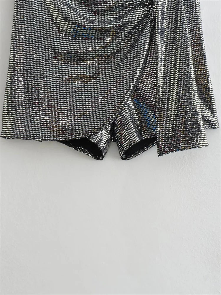 Sequin Y2k Skirt Club Glitter High Street Slim Zipper Loose Patchwork Short Skirt Sparkle Skirt