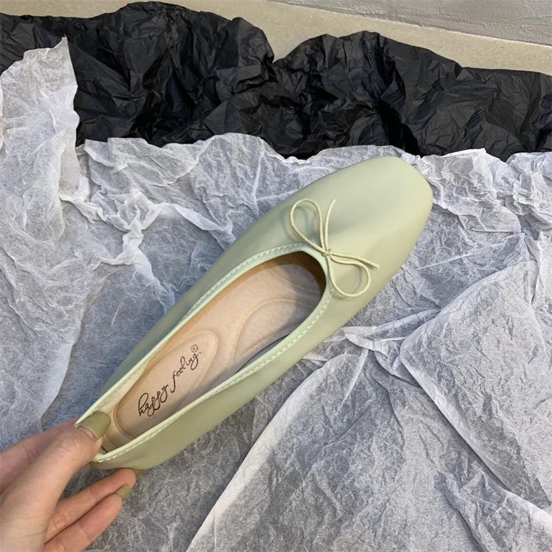 Spring Flats Ballerina Shoes Brand Square Toe Flat Ballet Shoe Female Slip on Loafers Zapato