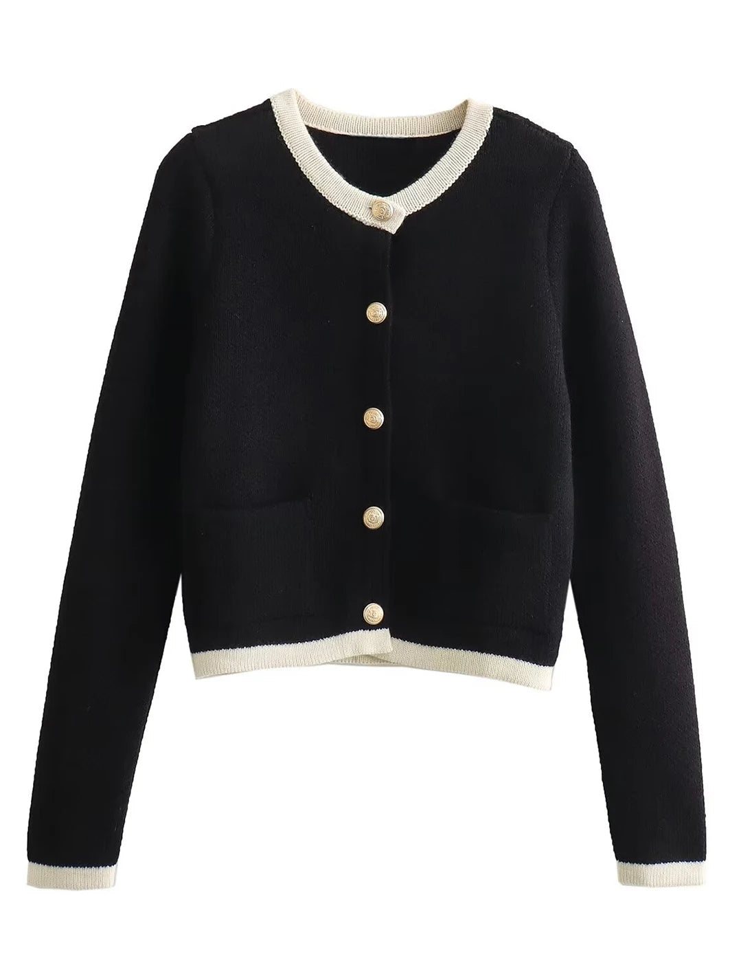 Patchwork Slim Sweater Cardigan for Woman Oneck Long Sleeve Single Breasted Sweaters Coat Allmatch Jumper