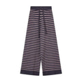 Laceup Loose Knitted Pants Spring New Korean High Waist Contrast Color Striped Wide Leg Pants