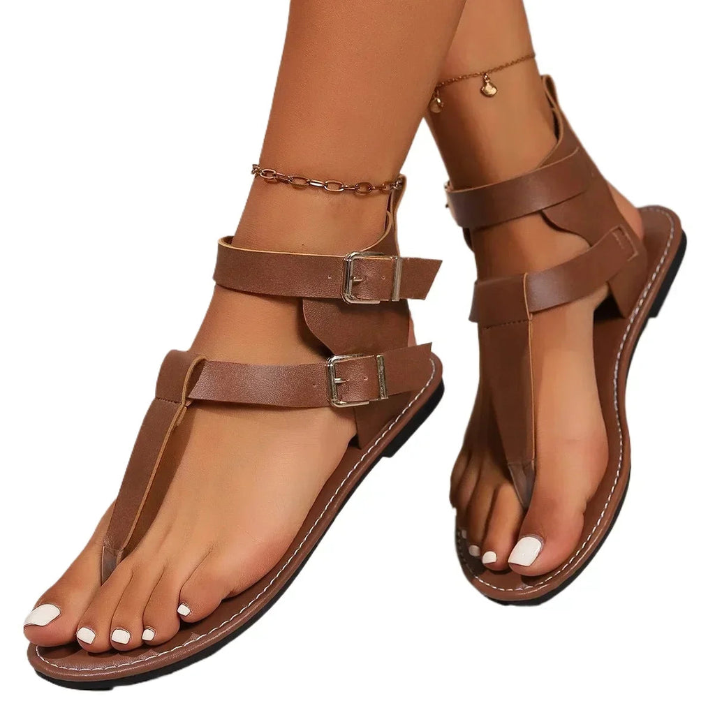 Sandals Summer New French Fairy Style Thick Soled Mid Heel Fashionable Roman Shoes
