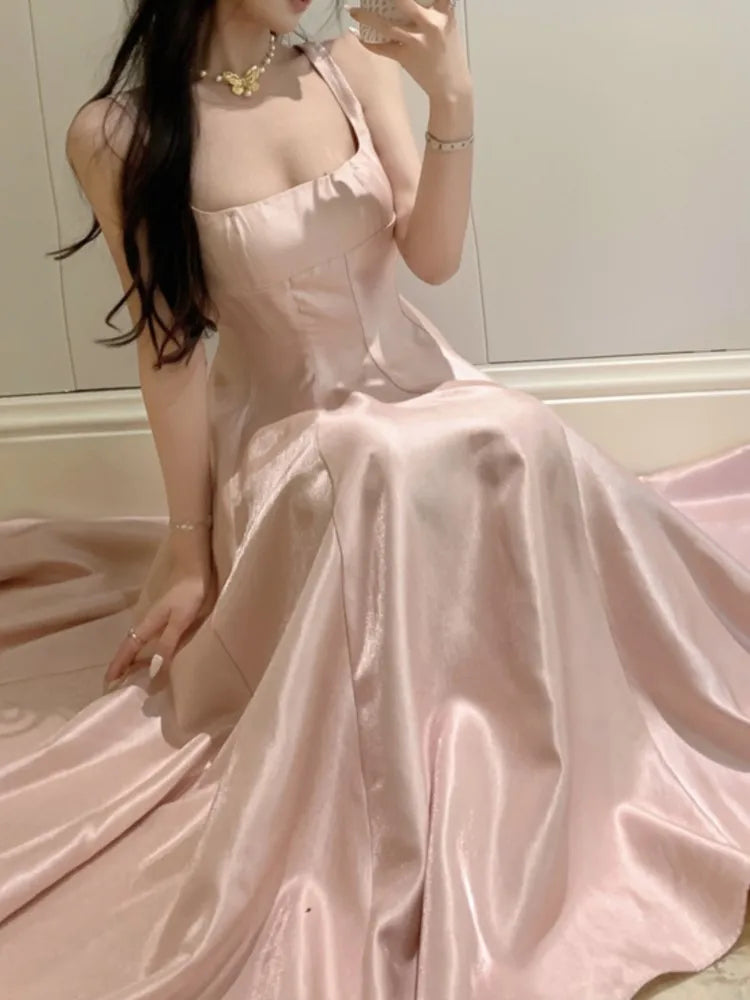 Summer Midi Dress Sleeveless Aline Party Birthday Clothes Female Prom Vestidos New