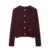Autumn Knit Burgundy ’s Cardigans O-neck Single-breasted Long Sleeve Pocket Top Autumn Winter Lady All-match Knitwear