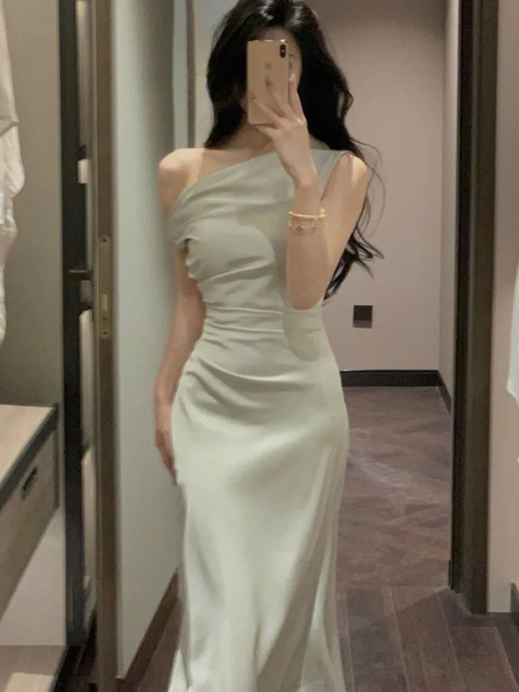 Bodycon Satin Long Dresses for Off Shoulder French Mermaid Wedding Evening Party Dress Prom Robe Vestidos